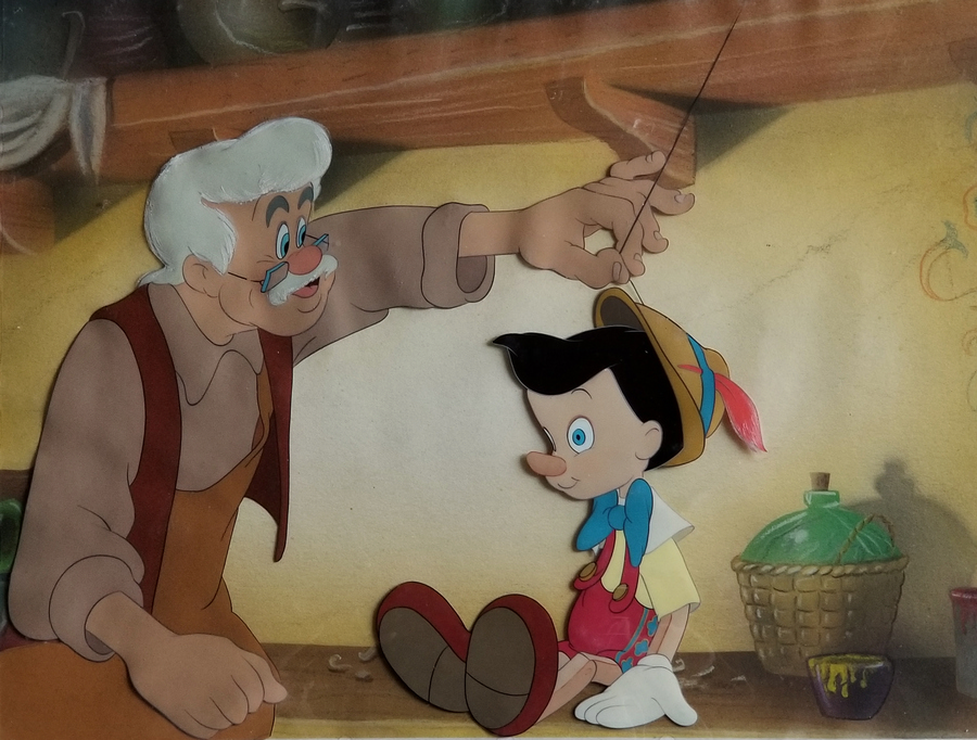 Walt Disney Studios Walt Disney Production Cel Of Pinocchio On A