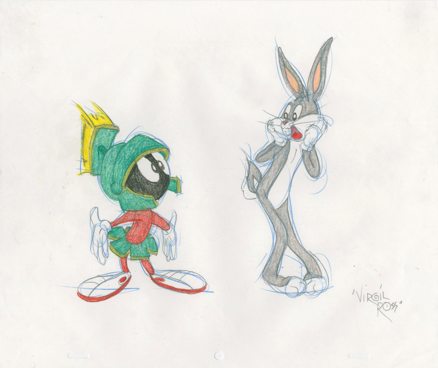 1990s Bugs Bunny Marvin The Martian Drawing By Virgil Ross Id Novvirgilross18304 Van Eaton Galleries As marvin the martian prepares to make his next impact on earth with the hundreds, we look back at his appearances throughout pop culture, from space jam to the simpsons. 1990s bugs bunny marvin the martian