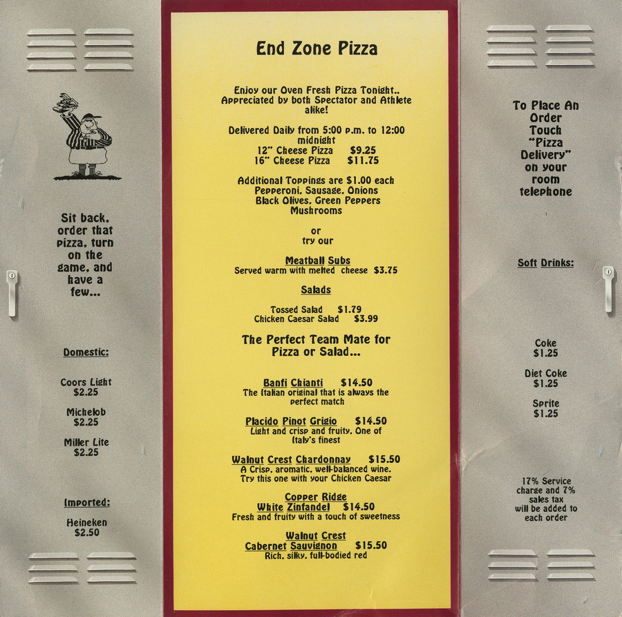 End Zone Pizza Menu ID: augdismenu20059 Van Eaton Galleries