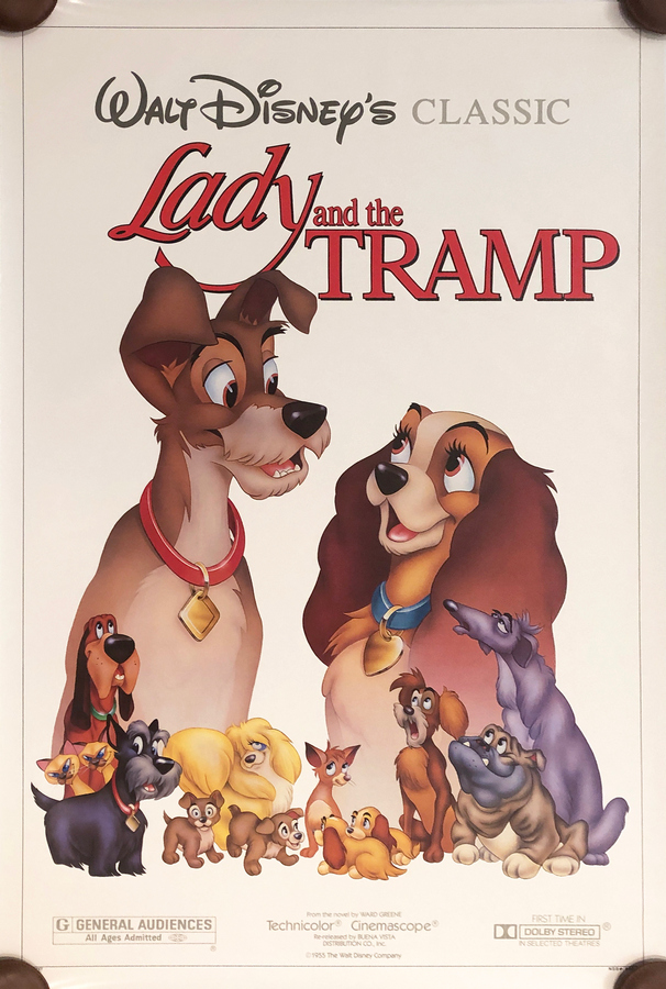 1991 Movie Poster Lady and the Tramp Original One Sheet Postcard Disney 