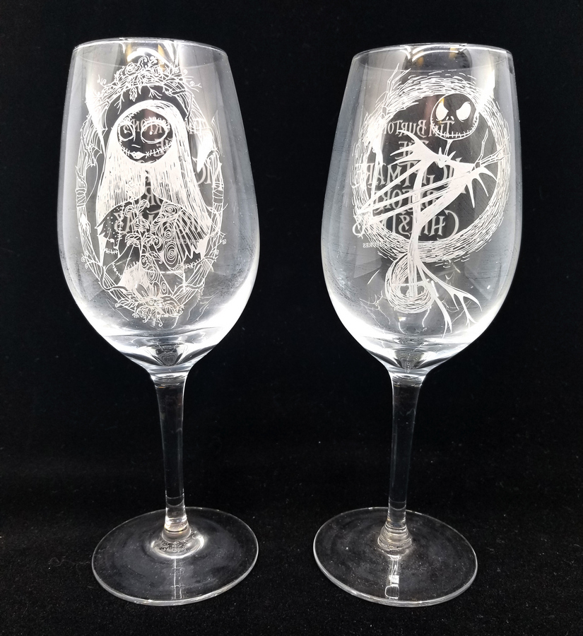 The Nightmare Before Christmas Jack & Sally 16 oz 2 Piece Glass Set