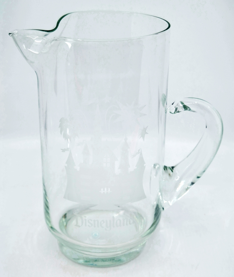 Vintage Etched Glass Cocktail Pitcher / Etched Glass Carafe with