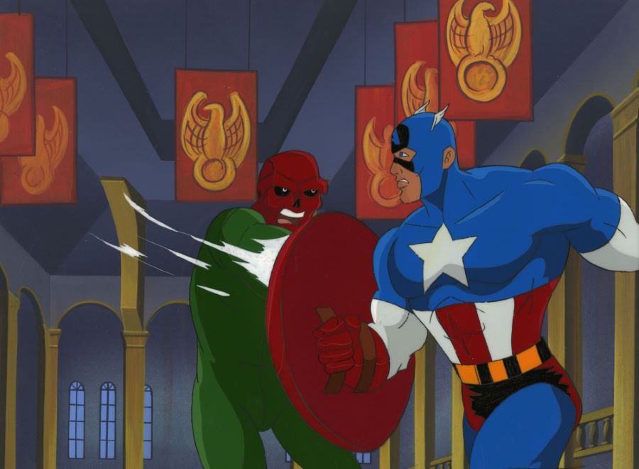 X-Men Captain America & Red Skull Production Cel, Drawing, and Background -  ID: may22108 | Van Eaton Galleries