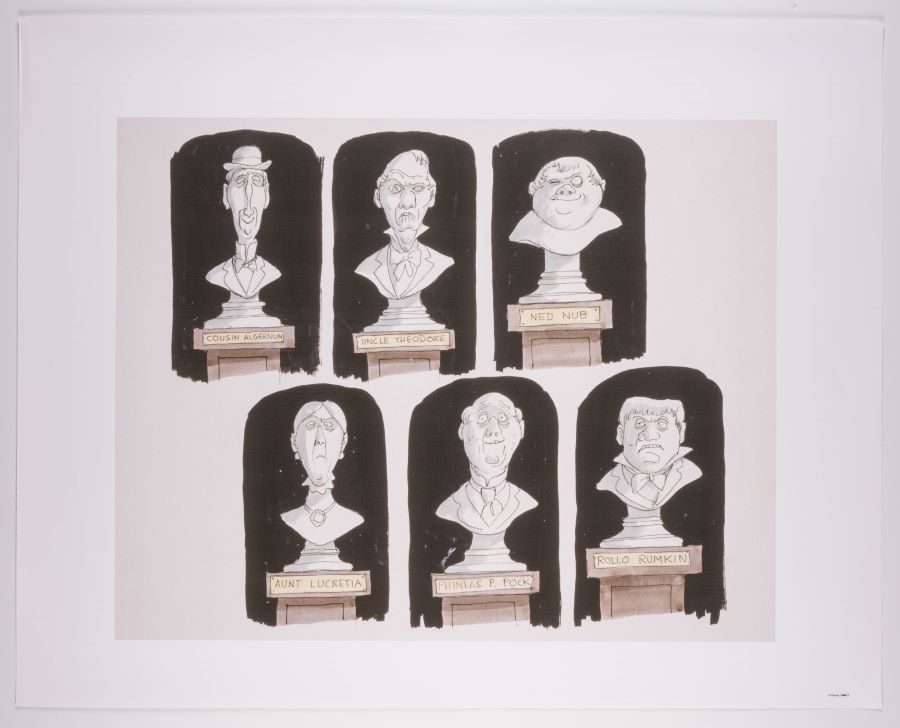Haunted Mansion Busts Concept Art Disneyland Print - ID
