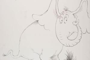 Horton Hears a Who Line Drawing Original Illustration by Dr. Seuss - ID: febseuss22023 Dr. Seuss