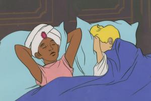 Jonny Quest "Shadow of the Condor" Jonny and Hadji Sleeping Production Cel (1964) - ID: mar23436 Hanna Barbera