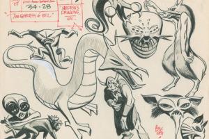Hanna Barbera Birdman Empress of Evil Medusa's Dragons Original Model Drawing by Alex Toth (1967) - ID: oct23040 Hanna Barbera