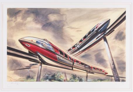 Disneyland "Crossing Monorails" Limited Edition Print by John Hench (1991) - ID: jan24237 Disneyana