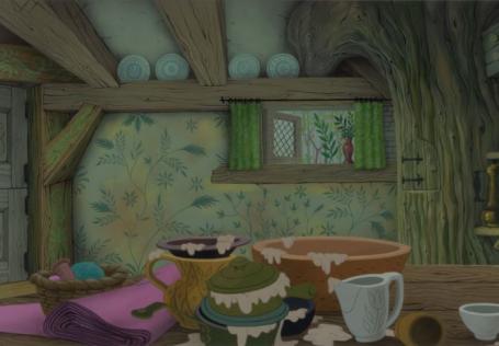 Sleeping Beauty "Fairy Godmother's Cottage" Production Background (1959) - ID: jul24185 Walt Disney