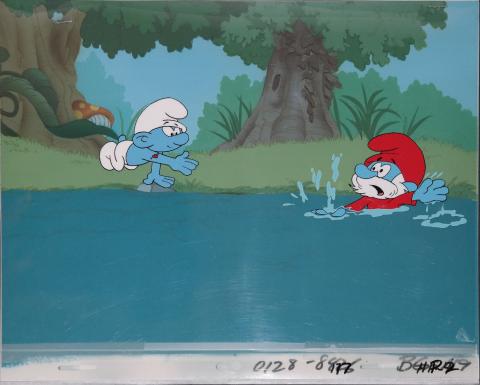 The Smurfs Production Cel & Background - ID:marsmurfs2630 Hanna Barbera