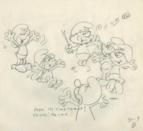 Smurf Berry Crunch Layout Drawing - ID: novsmurfs17426 Hanna Barbera