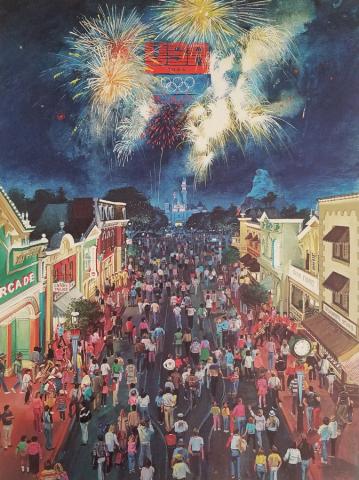 1984 Disneyland Main Street LA Olympics Print - ID: aprdisneyland18429 Disneyana