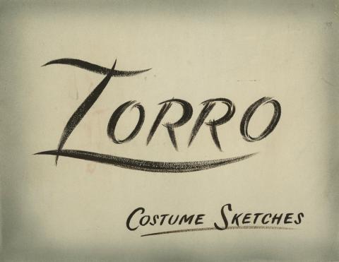 Zorro Costume Sketches Hand-Painted Sign - ID: marzorro19136 Walt Disney