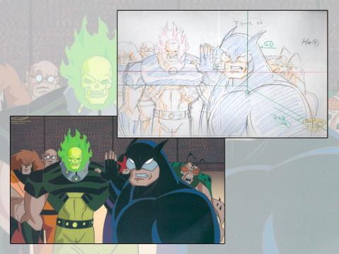 Justice League Unlimited Drawing & Recreated Cel - ID: 0201bat06 Warner Bros.