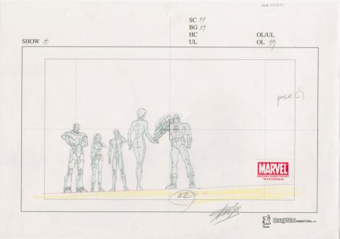 Ultimate Avengers Signed Layout Drawing - ID: MLG100201 Marvel