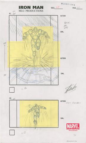 The Invincible Iron Man Signed Storyboard Drawing - ID: MLG300136 Marvel