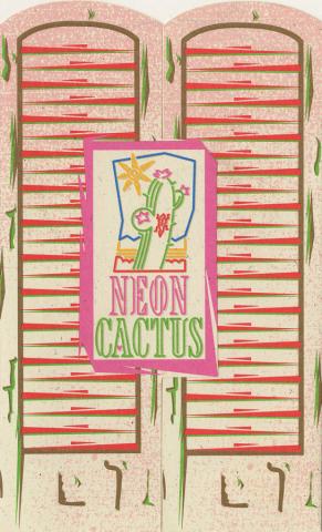 Neon Cactus Menu - ID: augdismenu20036 Disneyana