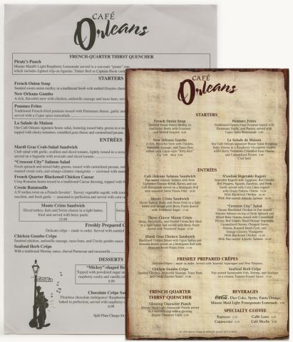 Cafe Orleans Menus - ID: augdismenu20355 Disneyana