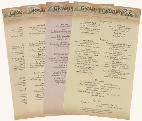 Collection of Grand Floridian Cafe Menus - ID: augdismenu20435 Disneyana