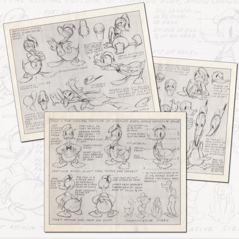 Donald Duck Set of 3 Photostat Model Sheets - ID: dismodel19015 Walt Disney