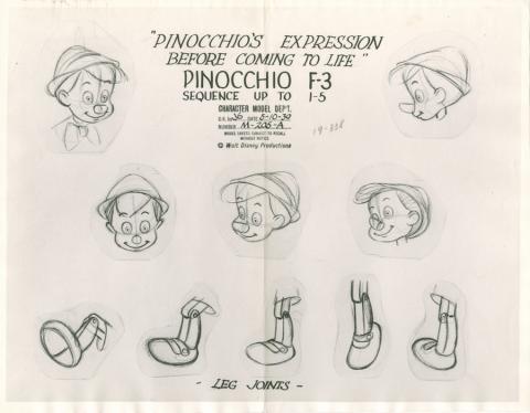 Pinocchio Photostat Model Sheet - ID: janmodel20212 Walt Disney
