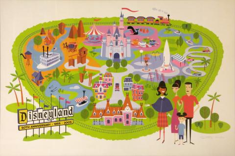 Shag Disneyland 50th Anniversary Map Print - ID: julydisneyana20330 Disneyana