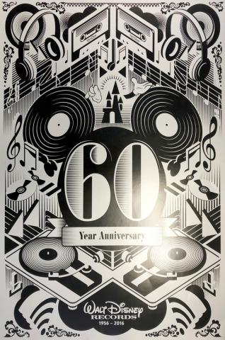 Walt Disney Records 60th Year Anniversary Poster - ID: julydisneyana20378 Disneyana