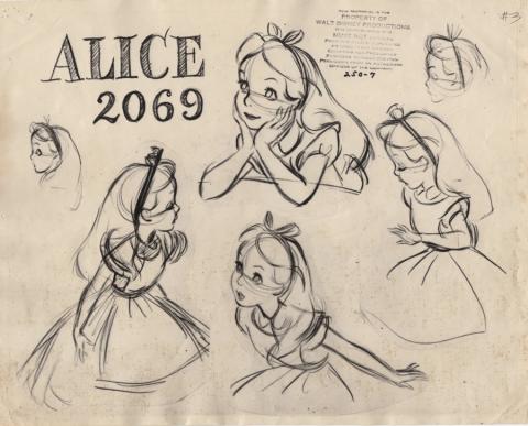 Alice in Wonderland Photostat Model Sheet - ID: junmodel20092 Walt Disney