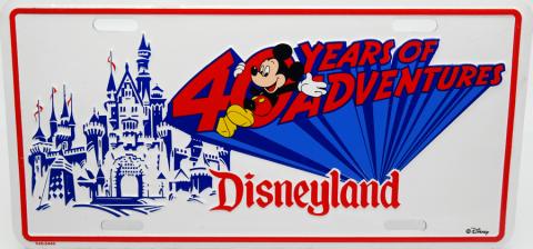 Disneyland 40 Years of Adventures Novelty License Plate - ID: augdisneyana20175 Disneyana