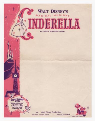 Cinderella Walt Disney Studios Stationery  - ID: juncinderella20267 Walt Disney