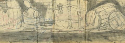 Banjo the Woodpile Cat Background Layout Drawing - ID: marbanjo21060 Don Bluth