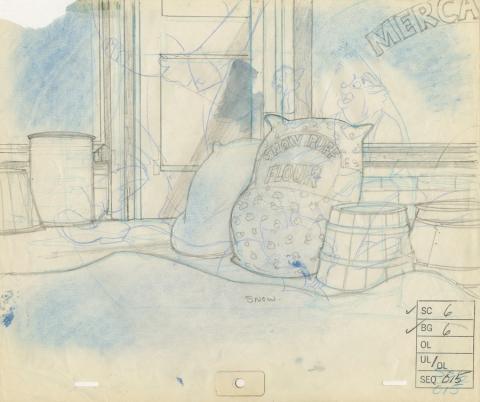 Banjo the Woodpile Cat Background Layout Drawing - ID: marbanjo21073 Don Bluth