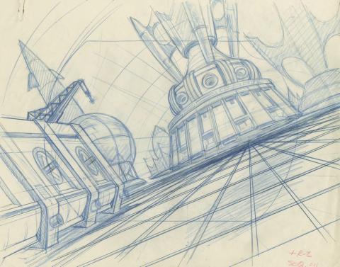 Space Ace Background Layout Drawing - ID: marspaceace21110 Don Bluth