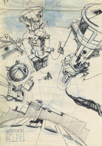 Space Ace Background Layout Drawing - ID: marbluthspaceace21114 Don Bluth