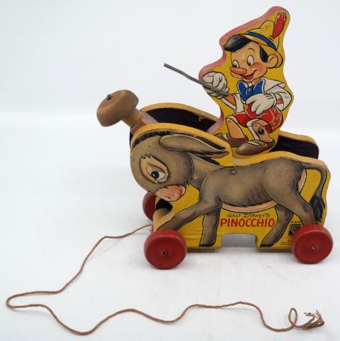 Pinocchio and Donkey 1939 Wood Pull Toy - ID: novdisneyana20030 Disneyana