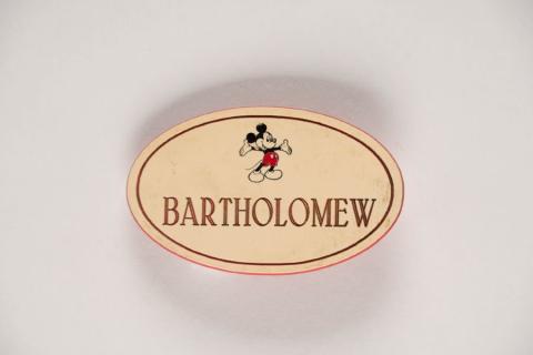 1970s-80s Disneyland Cast Member Bartholomew Name Tag - ID: apr22104 Disneyana