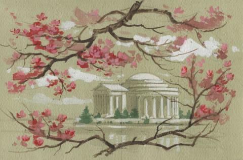 American Adventure Jefferson Memorial Concept by Clem Hall - ID: apr22121 Disneyana