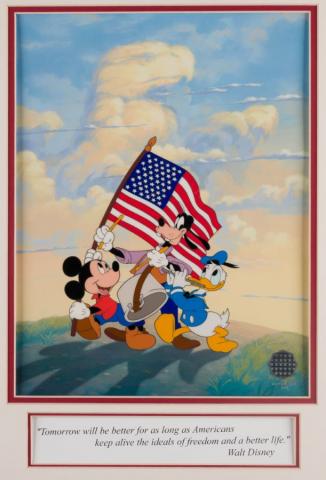 Spirit of America Mickey, Donald, and Goofy Limited Edition Sericel - ID: apr22155 Walt Disney