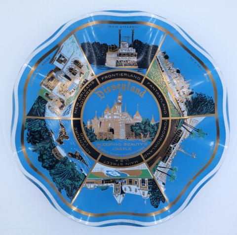 Disneyland Lands Glass Scalloped Plate - ID: aprdisneyland21314 Disneyana