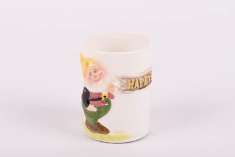 1960s Snow White and the Seven Dwarfs Happy Ceramic Cup - ID: enesco00064hcu Disneyana