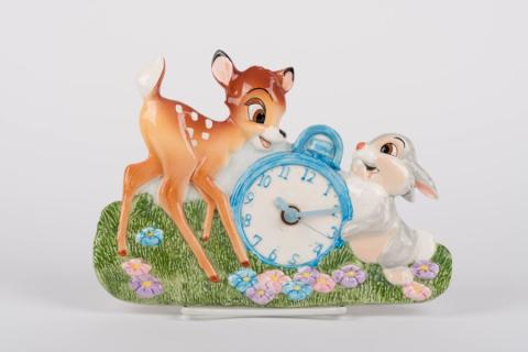 1960s Bambi & Thumper Ceramic Clock - ID: febdisneyana21545 Disneyana