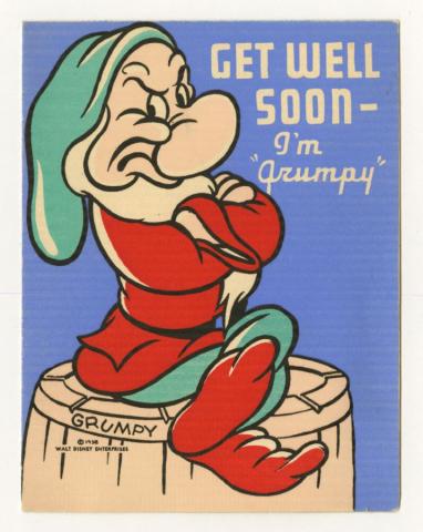 1930s Grumpy and Dopey Get Well Soon Card - ID: febdisneyana22012 Disneyana