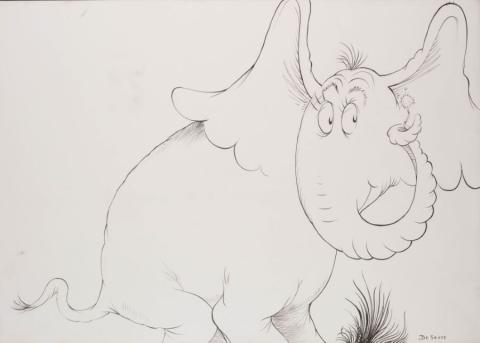 Horton Hears a Who Line Drawing Original Illustration by Dr. Seuss - ID: febseuss22023 Dr. Seuss
