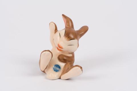 1950s Bambi Thumper Laughing Ceramic Figurine by Goebel - ID: goebel0003thum Disneyana