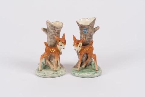 Pair of 1950s Bambi Ceramic Figural Tree Vases - ID: goebel0010bamp Disneyana