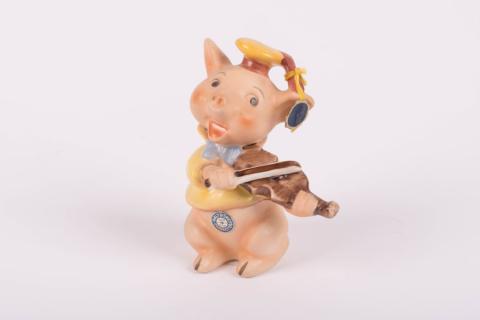 1950s Fiddler Pig Ceramic Figurine by Goebel - ID: goebel0048pig Disneyana