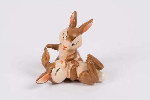 1950s Bambi Thumper and Miss Bunny Ceramic Figurine by Goebel - ID: goebel005thump Disneyana
