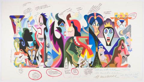 Disney Villains Modern Art Test Print with Notes - ID: jandisney22287 Disneyana