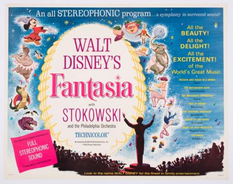 Fantasia 1963 Re-Release Promotional Half-Sheet Poster - ID: janfantasia22235 Walt Disney