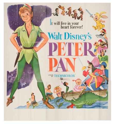 Peter Pan 1969 Re-release Six Sheet Poster - ID: janpeterpan22084 Walt Disney